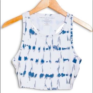 Threads 4 Thought Katy Blue Indigo Stripe Wash Crop Top. - MEDIUM.